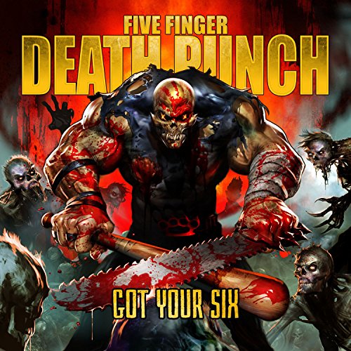 Five Finger Death Punch album cover featuring a monstrous figure and zombies.