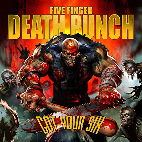 Album cover for Five Finger Death Punch, featuring a monstrous figure and zombies.