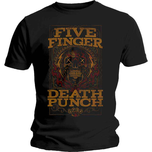 Black t-shirt featuring a skull graphic and Five Finger Death Punch band logo.