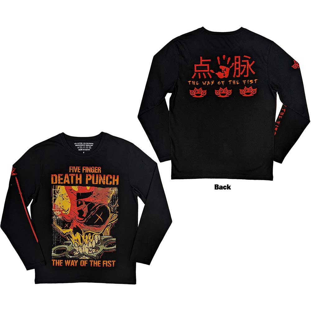Black long sleeve t-shirt with Five Finger Death Punch & fist design.