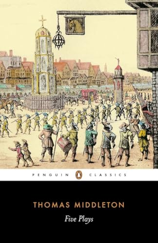 Book cover: “Five Plays” by Thomas Middleton, historical scene illustration.