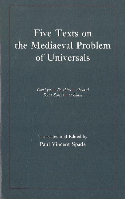 Dark teal book cover with white text: "Five Texts on the Mediaeval Problem of Universals.