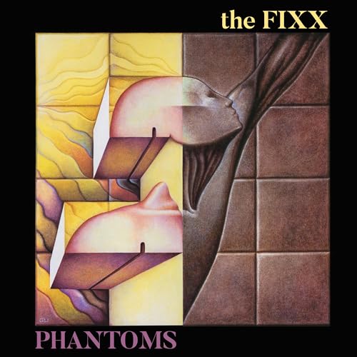 Album cover art for The Fixx Phantoms featuring abstract human forms against tiled backgrounds.