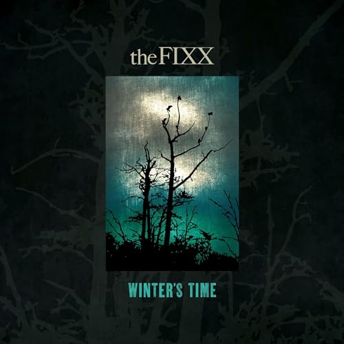 The Fixx Winter's Time vinyl cover features silhouetted trees against a glowing blue sky.