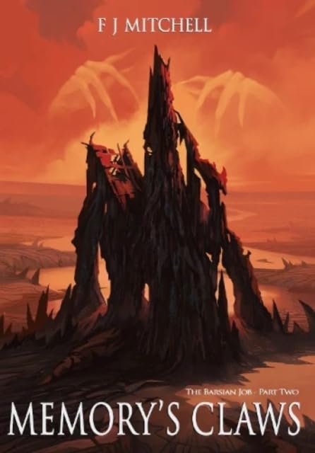 Book cover: dark, jagged tower against a fiery orange and red sky.