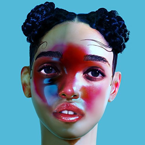 A woman with braided hair and colorful face paint against a blue background.