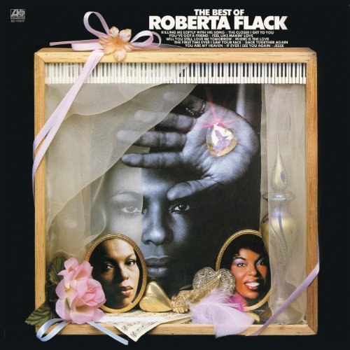 Album cover for Roberta Flack’s “The Best Of,” featuring hands and portraits.
