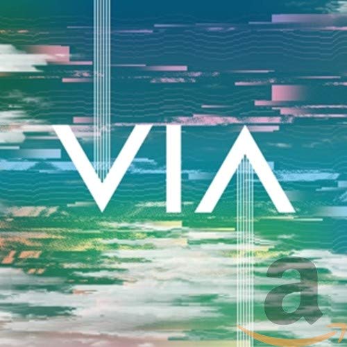 CD cover with abstract glitch art and large white "VIA" text.