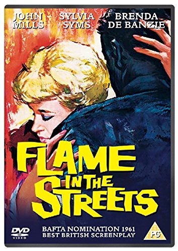 DVD cover for "Flame in the Streets" with a man and woman illustration.