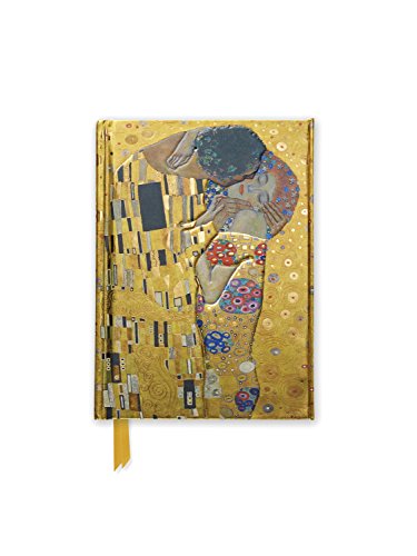 Gold-leafed journal cover featuring Klimt’s “The Kiss” painting of embracing figures.