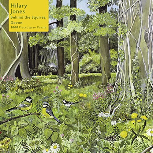 Painting of a lush forest with birds and wildflowers, jigsaw puzzle.