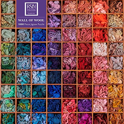 Colorful assortment of wool threads arranged in a grid, jigsaw puzzle.