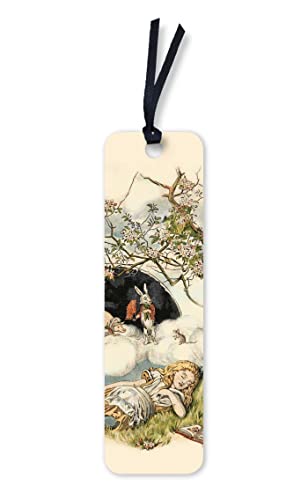 Bookmark depicting a sleeping Alice and the White Rabbit under a tree.