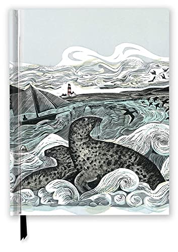 Sketchbook cover with illustrated seals, waves, and a distant lighthouse.
