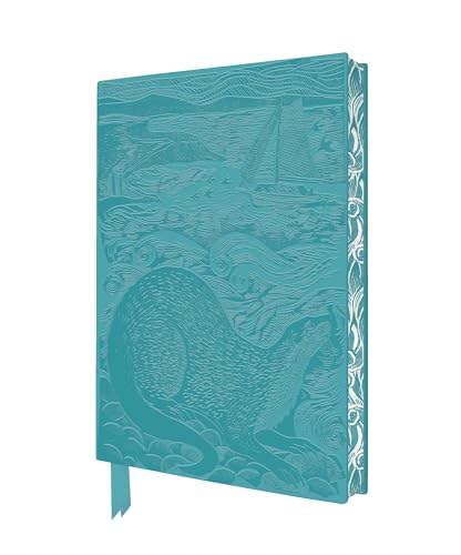 Teal notebook cover featuring an embossed illustration of an otter, sea, and sailboat.