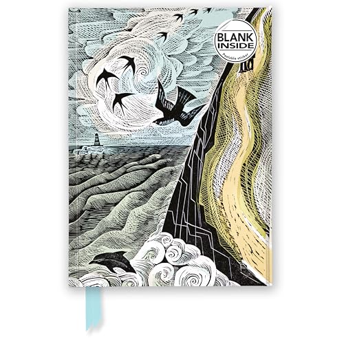 Foiled journal cover depicting coastal landscape with birds and waves.