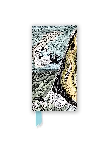 Slim journal with illustrated coastal scene of birds and figures.