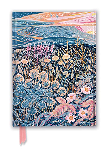 Foiled journal cover with illustrated wildflowers and a sunrise landscape.