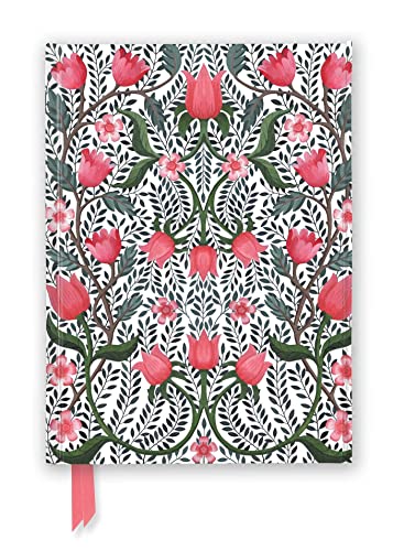 Floral patterned notebook with pink blooms and a ribbon bookmark.