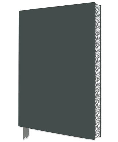 Dark gray sketchbook with decorative spine and a ribbon bookmark.