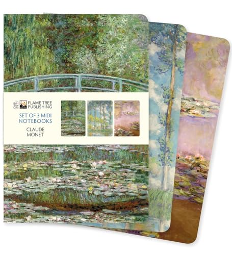 Three midi notebooks featuring impressionist paintings by Claude Monet.