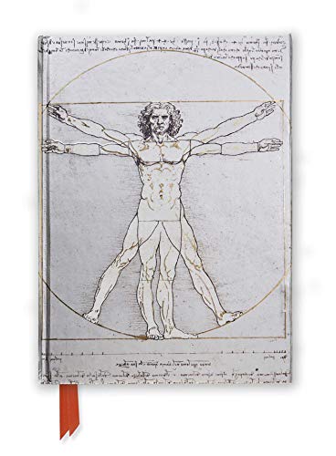 Da Vinci’s Vitruvian Man drawing on a silver foiled journal cover.