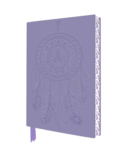 Lavender notebook with embossed dreamcatcher design and ribbon bookmark.