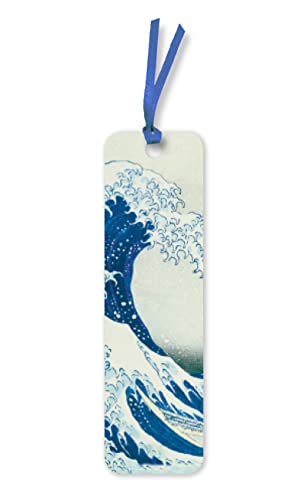 Hokusai’s Great Wave artwork on a rectangular blue-tasseled bookmark.