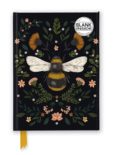A black journal cover featuring a central bumblebee surrounded by botanical illustrations and flowers.