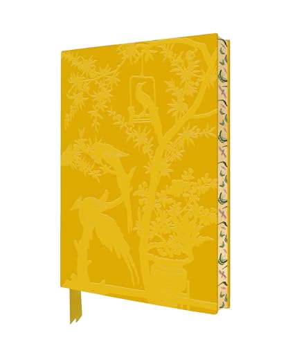 Yellow notebook cover with detailed bird and branch illustration.