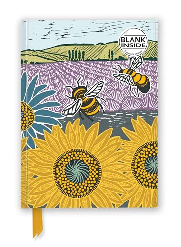Journal cover with sunflowers, bees, and a lavender field illustration.