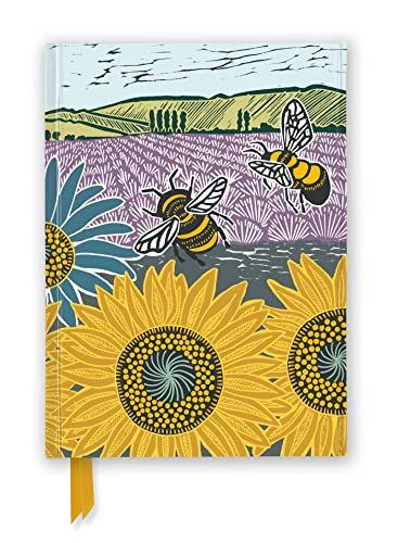 Journal cover with sunflowers, bees, and a lavender field illustration.