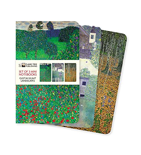Set of three small notebooks featuring impressionistic landscape paintings.