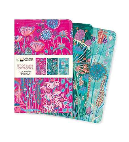 Three small floral notebooks with colorful, painted wildflower designs.