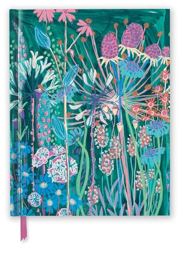 Green sketchbook cover with colorful, illustrated floral and plant designs.