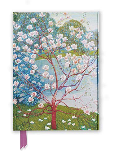 Journal cover with a painted image of magnolia trees in bloom.