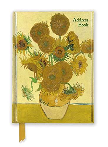 Address book featuring Van Gogh’s “Sunflowers” painting, with a ribbon bookmark.