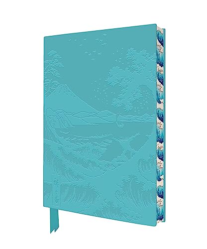 A notebook featuring a Japanese landscape print of the sea at Satta by Hiroshige.