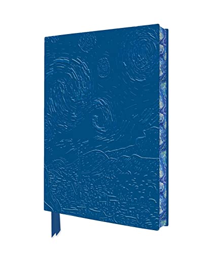 Blue notebook embossed with Van Gogh’s “Starry Night” painting design.