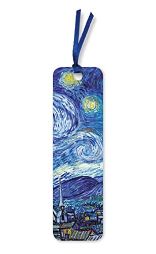 “The Starry Night” painting reproduced on a blue-ribboned bookmark.