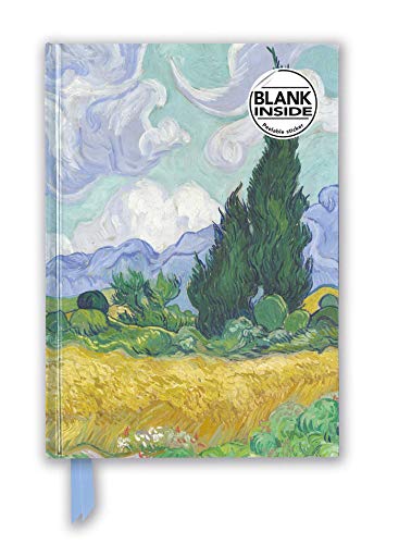 Van Gogh’s “Wheat Field with Cypresses” painting on a blank journal.