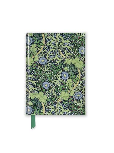Pocket journal featuring a William Morris Seaweed pattern of green foliage and blue flowers.