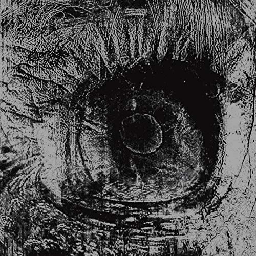 Black and white abstract album cover with a central dark eye shape.