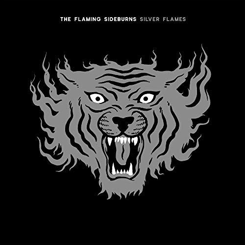 Album cover: grayscale tiger face with flame-like mane on black background.