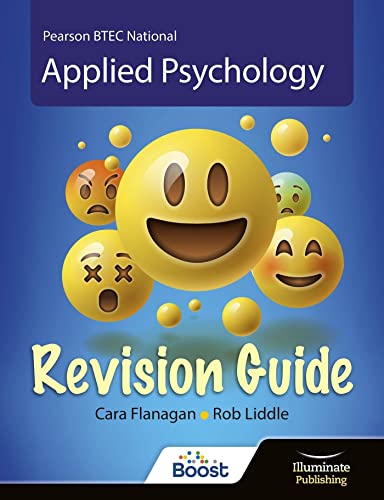 BTEC Applied Psychology revision guide cover with multiple emoji faces.