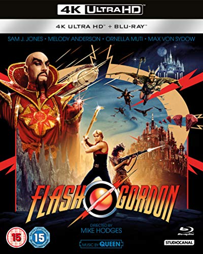 Flash Gordon movie poster featuring Ming the Merciless, Flash, and Dale Arden.