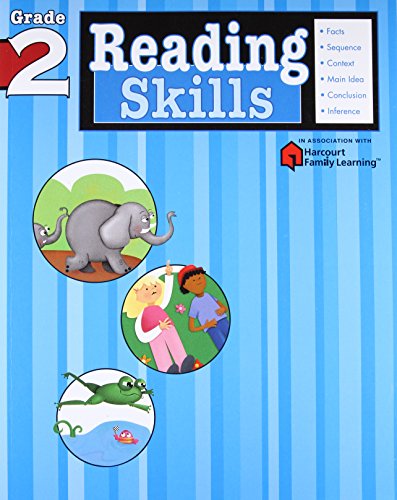 Grade 2 Reading Skills workbook cover with illustrated children and animals.