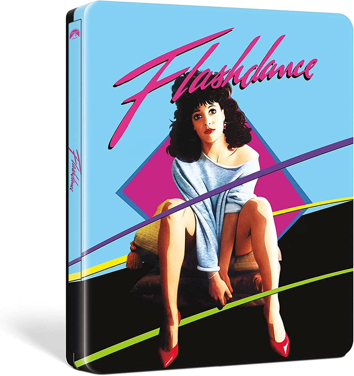 Steelbook Blu-ray case for "Flashdance" featuring a woman in red heels.