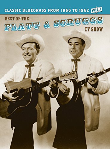 Sepia-toned photo of Flatt and Scruggs wearing cowboy hats and playing guitar and banjo.
