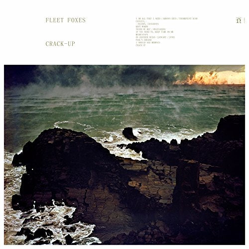 Fleet Foxes’ “Crack-Up” vinyl album cover: stormy seascape with rocky coast.